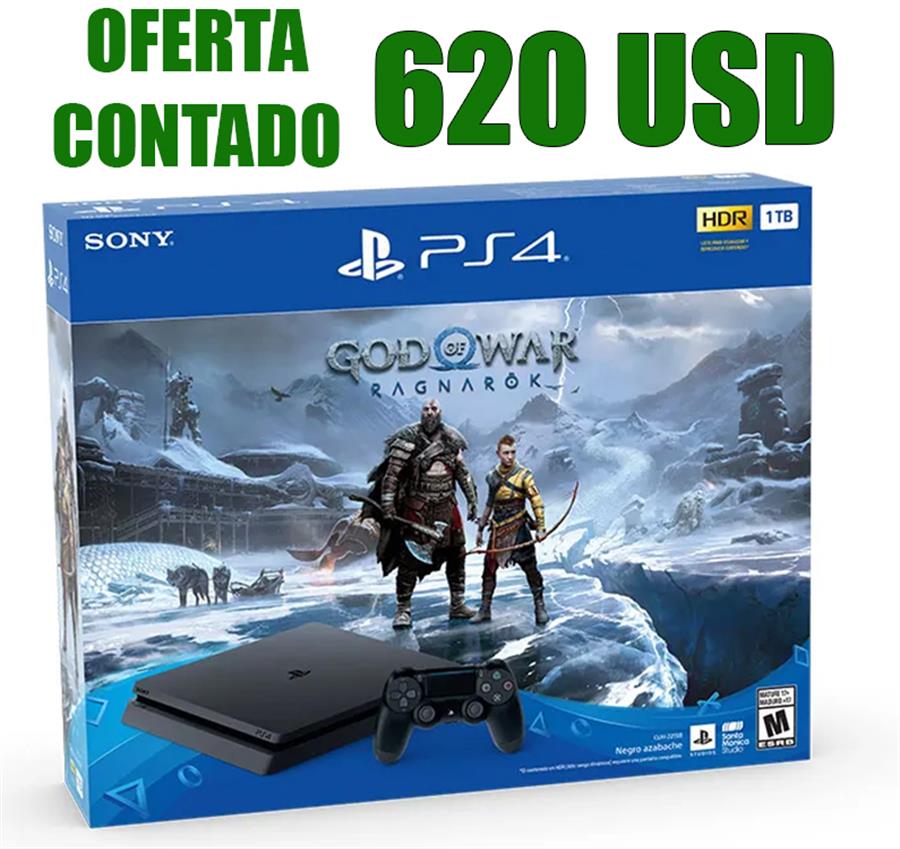 CONSOLA PS4 SLIM 1 TERA NUEVA + GOW RAGNAROK FISICO.  DISPONIBLE ENTREGA INMEDIATA